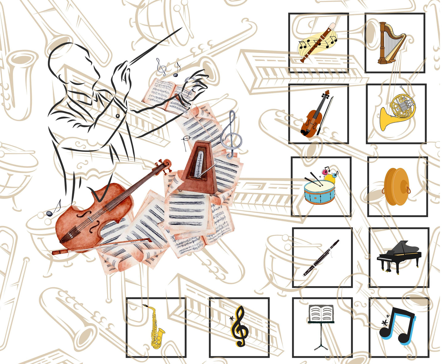 Orchestra Music Quilt Fabric Panel: Easy Quilt Blocks Kit