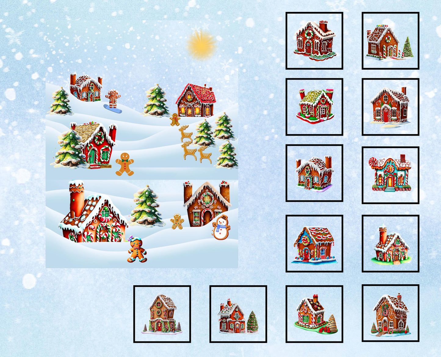 Gingerbread Village Quilt Panel and Blocks, Gingerbread Cookie Village, Gingerbread Quilt