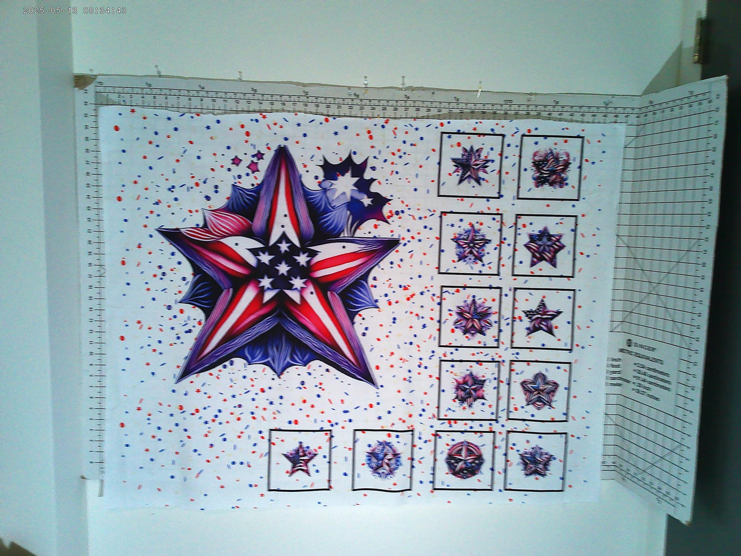 Patriotic Stars of Glory Quilt Panel & Blocks: Red and Blue Cotton Fabric