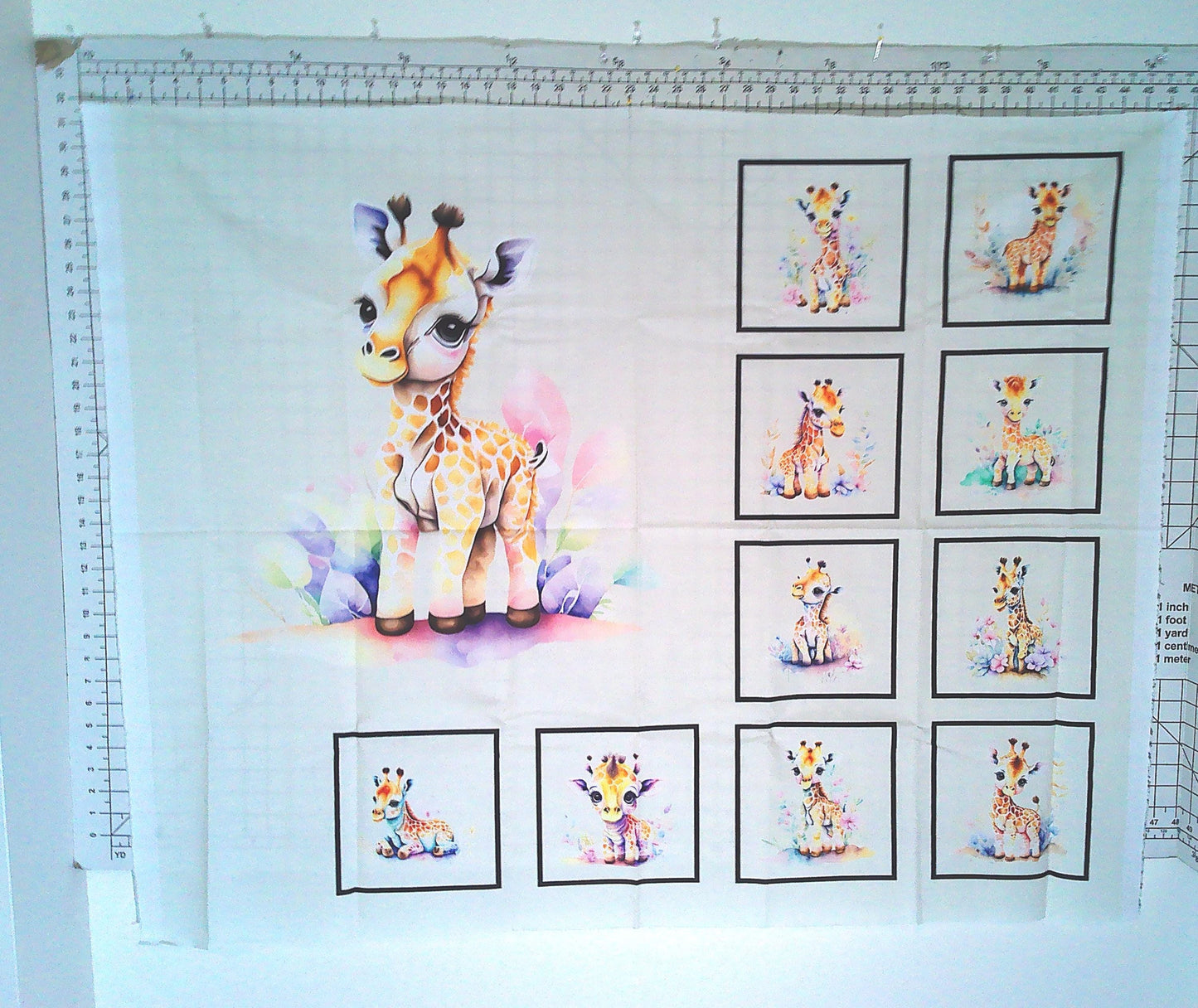Baby Giraffe Quilt Panel & Blocks, Easy Quilt, Nursery Wall Art, Soft Fabric Book, Quality Quilt Cotton, Giraffe Room Ensemble
