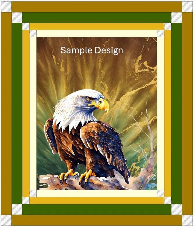 Eagle Quilt Fabric Panel: EarthsHues Design, 34" x 42"