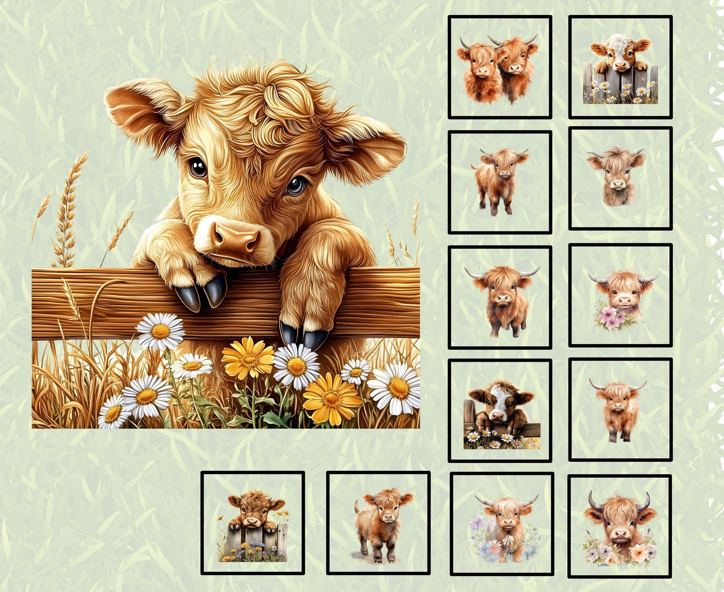 Highland Calf Quilt Panel and Block Combo, Baby Highland Cow, Highland Cow Wall Hanging, Highland Cow Soft Book, Childs Ensemble