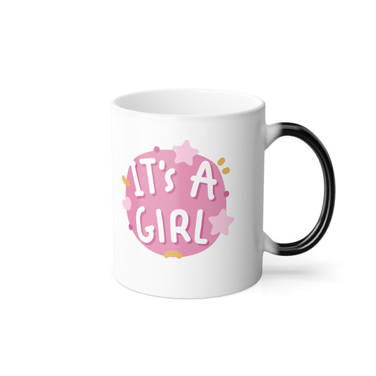 It's a Girl Gender Reveal Color Morphing Mug - 11oz, Perfect for Baby Showers and New Parents