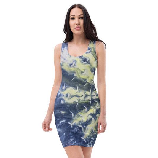 Abstract Peacock Feather Burst Bodycon dress