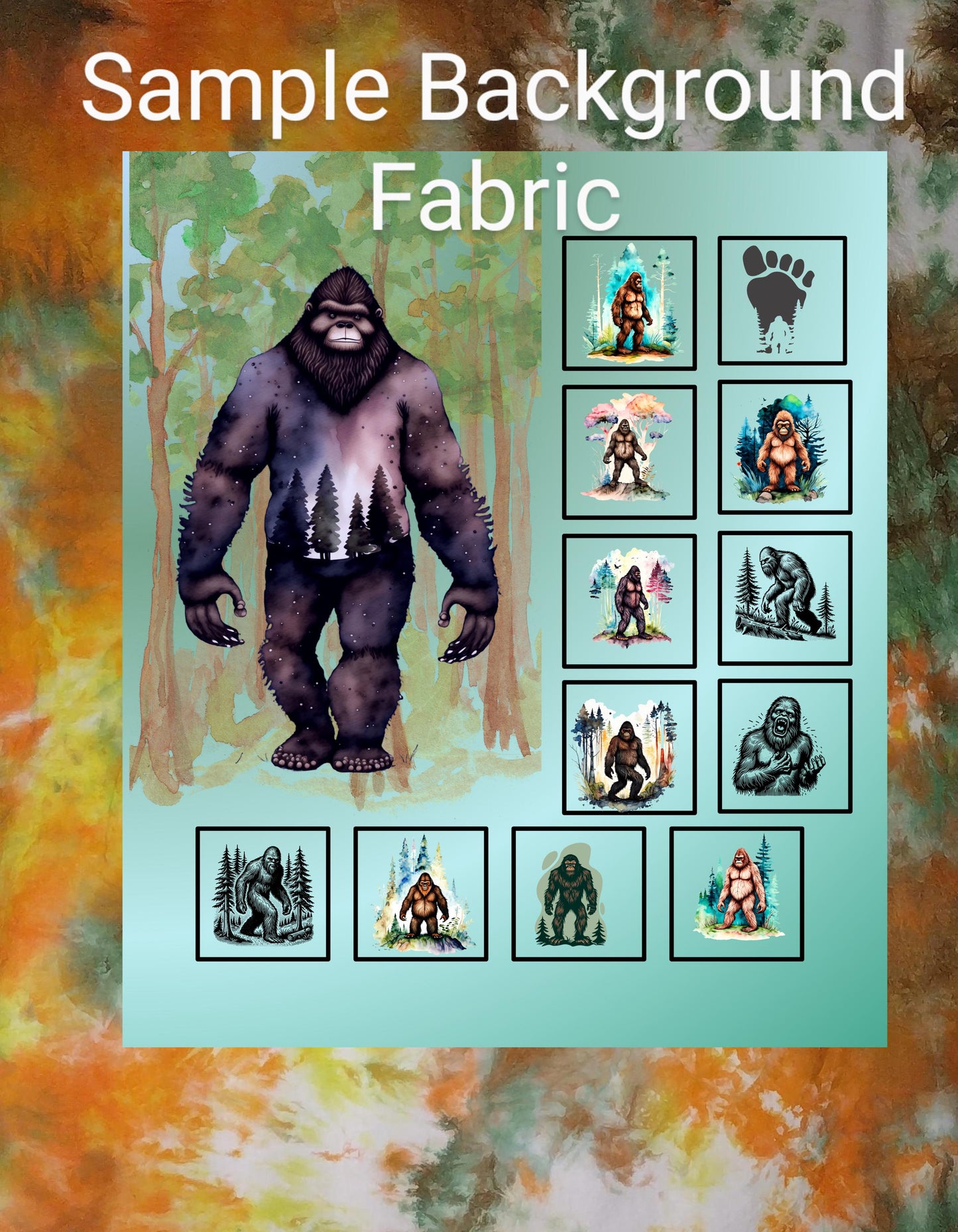 Sasquatch Quilt Panel & Blocks, Cotton DIY Quilt Fabric