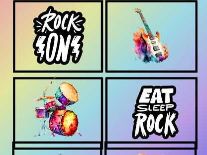 Rock and Roll Fabric Panel: Musical Instrument Quilt Blocks