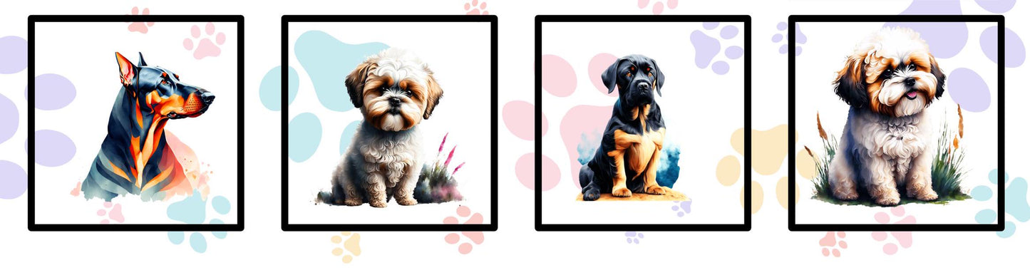 Dog Breed Quilt Panel and Blocks: Parade of Paws Quilt Cotton Fabric, Dog Fabric