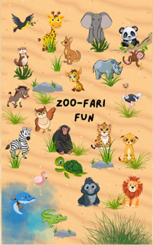 Zoo Animals Quilt Panel and Block Combo Cotton Fabric,