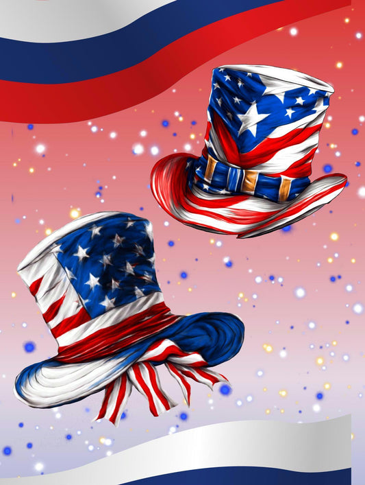 Patriotic Top Hat Quilt Panel & Blocks