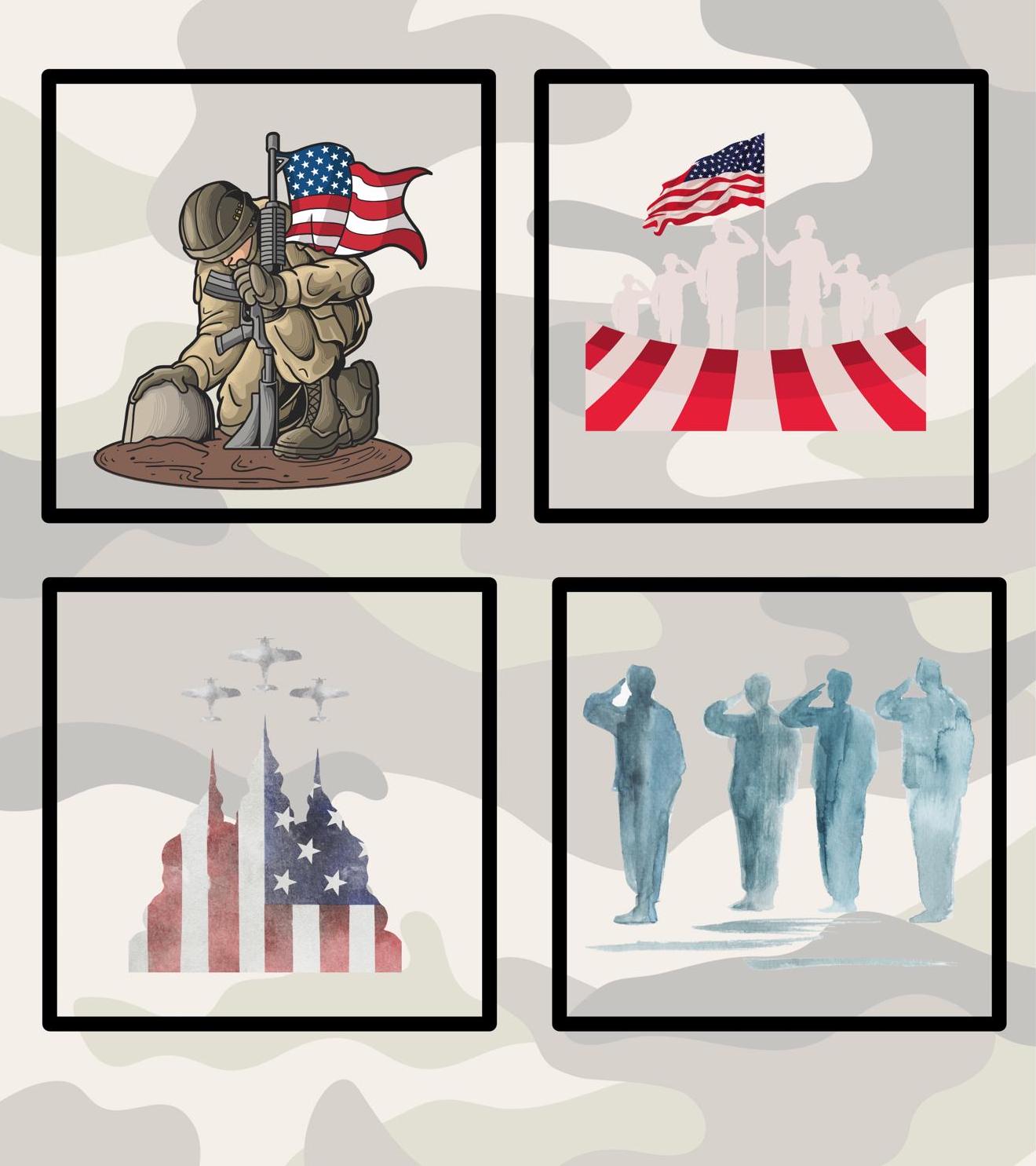 Eagle Hero Quilt Panel and Blocks: Military Tribute, Duty and Honor Quilt, Quilt of Valor Fabric