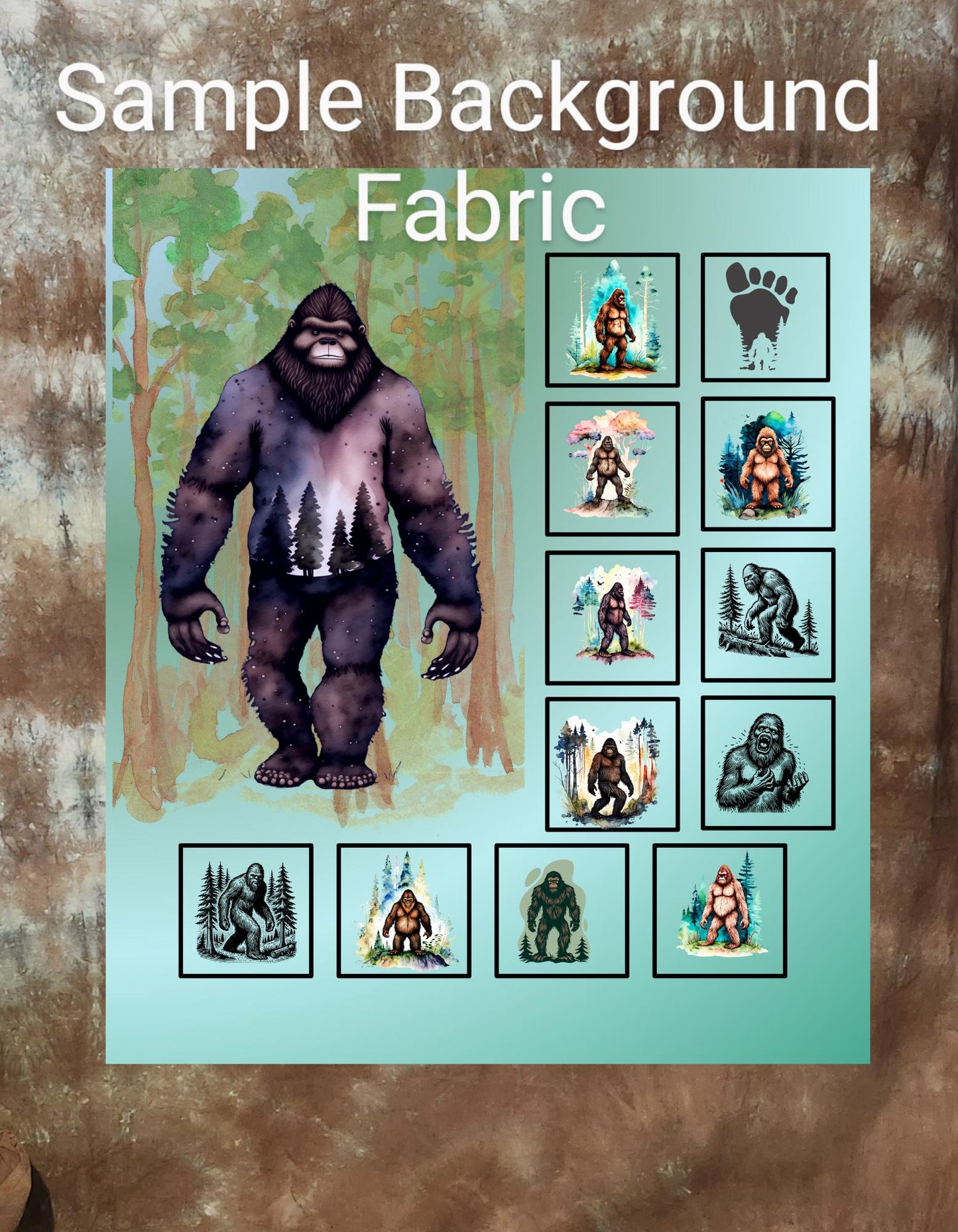 Sasquatch Quilt Panel & Blocks, Cotton DIY Quilt Fabric