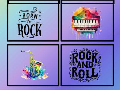 Rock and Roll Fabric Panel: Musical Instrument Quilt Blocks