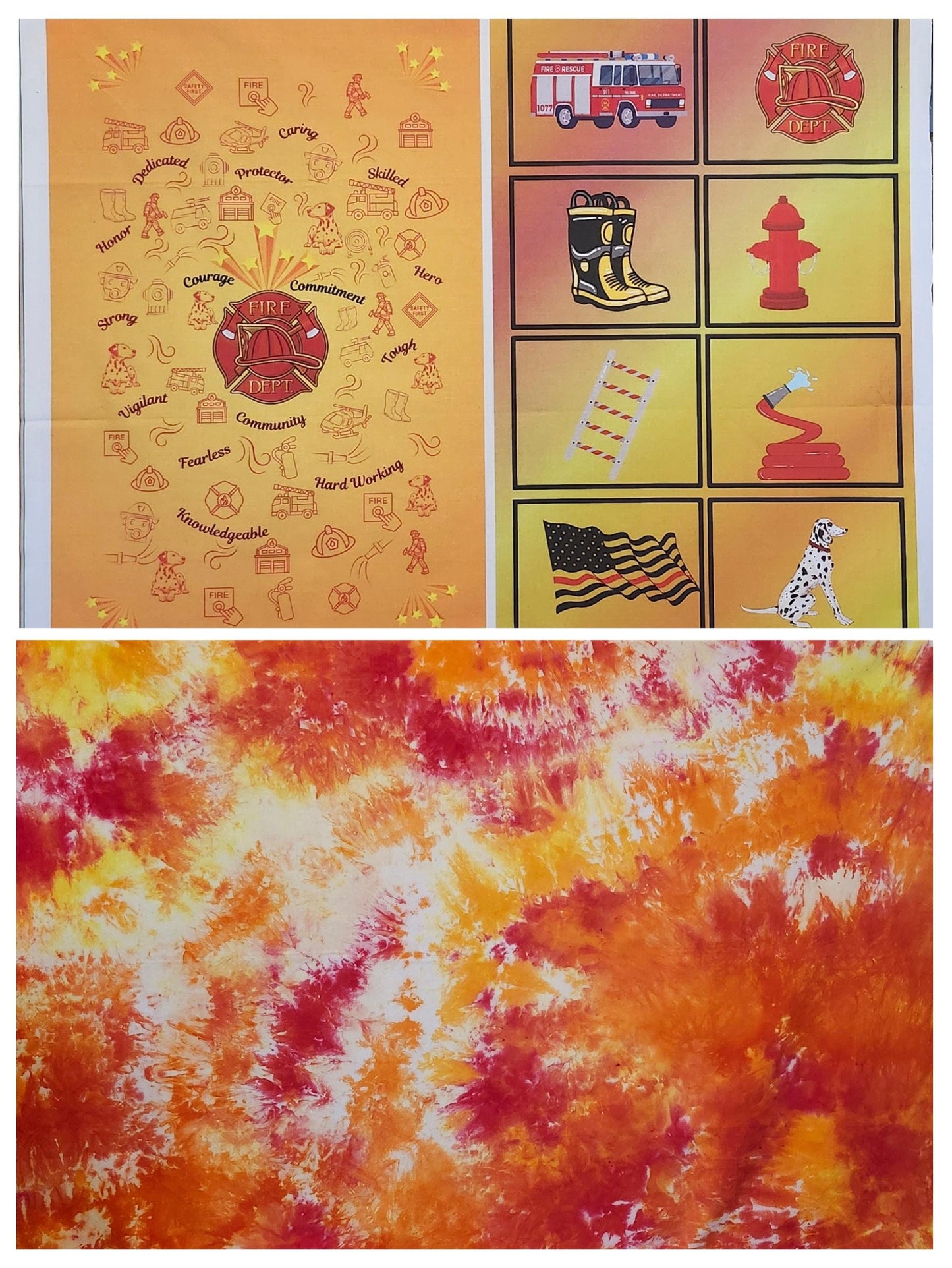 Firefighter Hero Quilt Panel and Block Combo, Fire Department Quilt, Fireman Dedication/Retirement