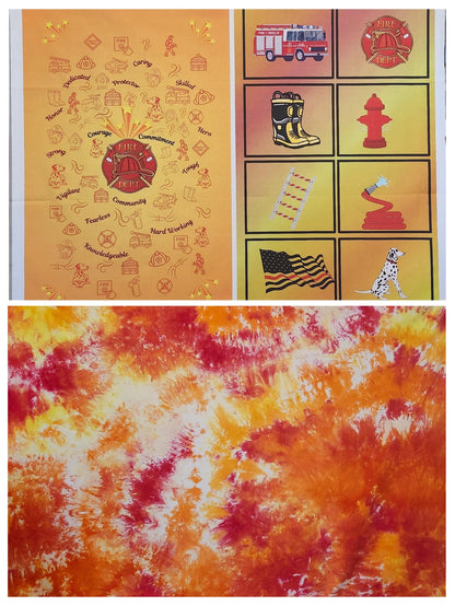 Firefighter Hero Quilt Panel and Block Combo, Fire Department Quilt, Fireman Dedication/Retirement