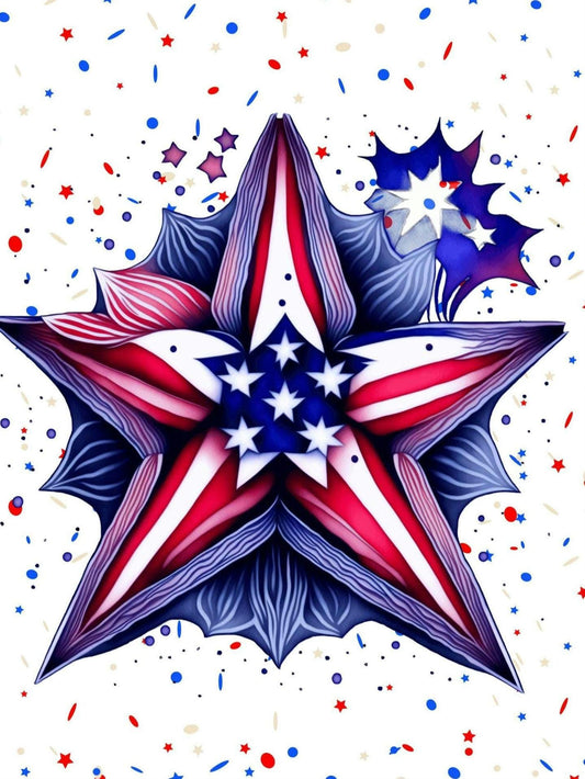 Patriotic Stars of Glory Quilt Panel & Blocks: Red and Blue Cotton Fabric