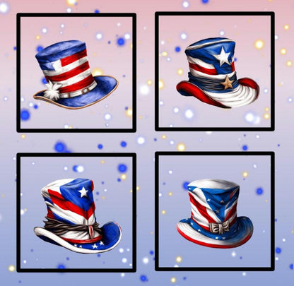 Patriotic Top Hat Quilt Panel & Blocks