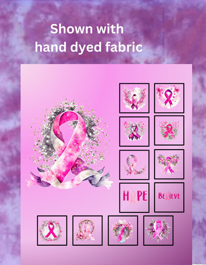 Breast Cancer Awareness Quilt Panel and Blocks, Easy Quilt Project, Pink Cancer Fabric, Breast Cancer Fabric, Quality Quilt Fabric