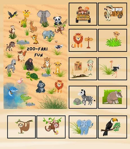 Zoo Animals Quilt Panel and Block Combo Cotton Fabric,