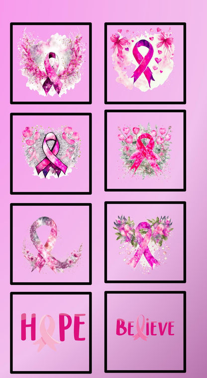 Breast Cancer Awareness Quilt Panel and Blocks, Easy Quilt Project, Pink Cancer Fabric, Breast Cancer Fabric, Quality Quilt Fabric