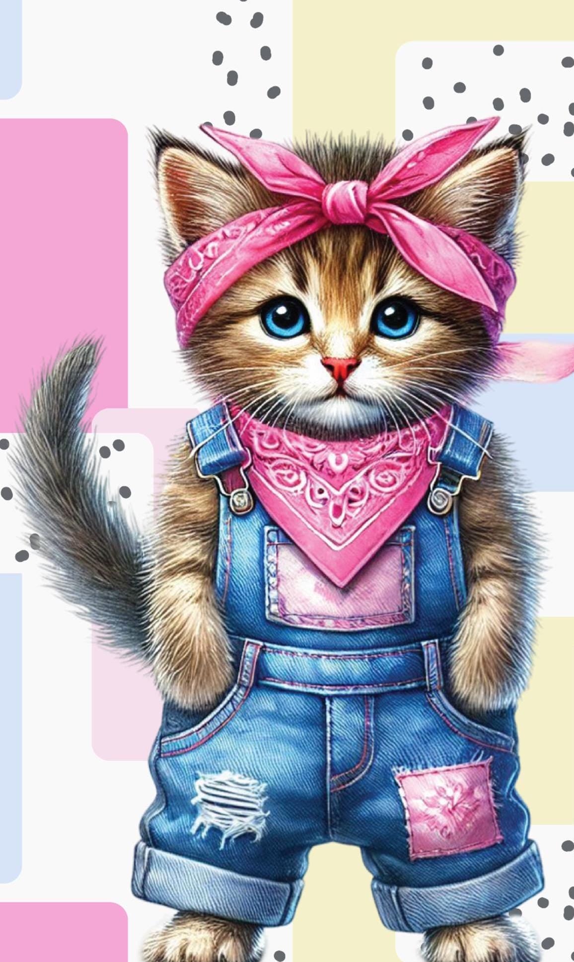 Kitten Quilt Panel & Blocks, Fashion Show, Cat Fashion. Show