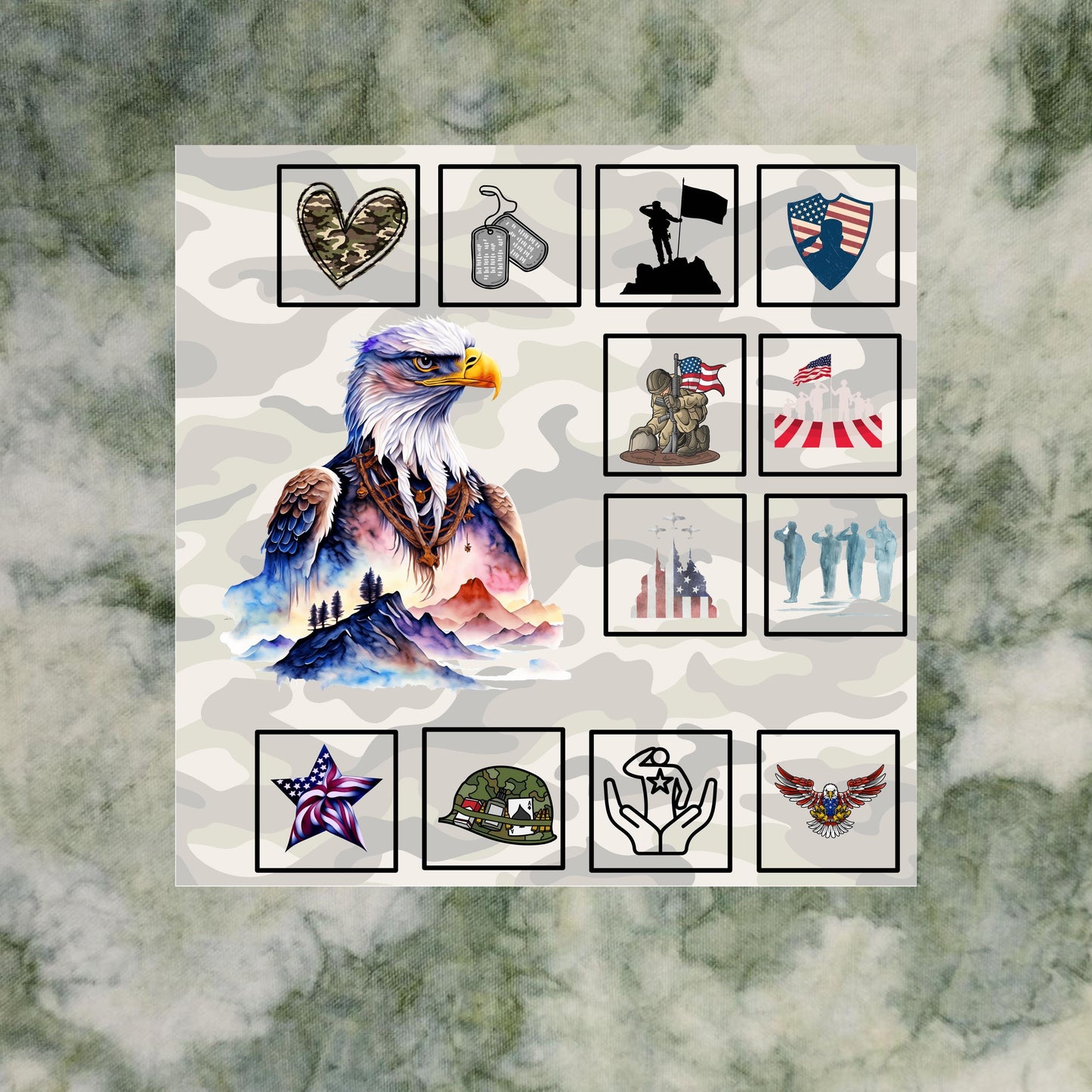 Eagle Hero Quilt Panel and Blocks: Military Tribute, Duty and Honor Quilt, Quilt of Valor Fabric