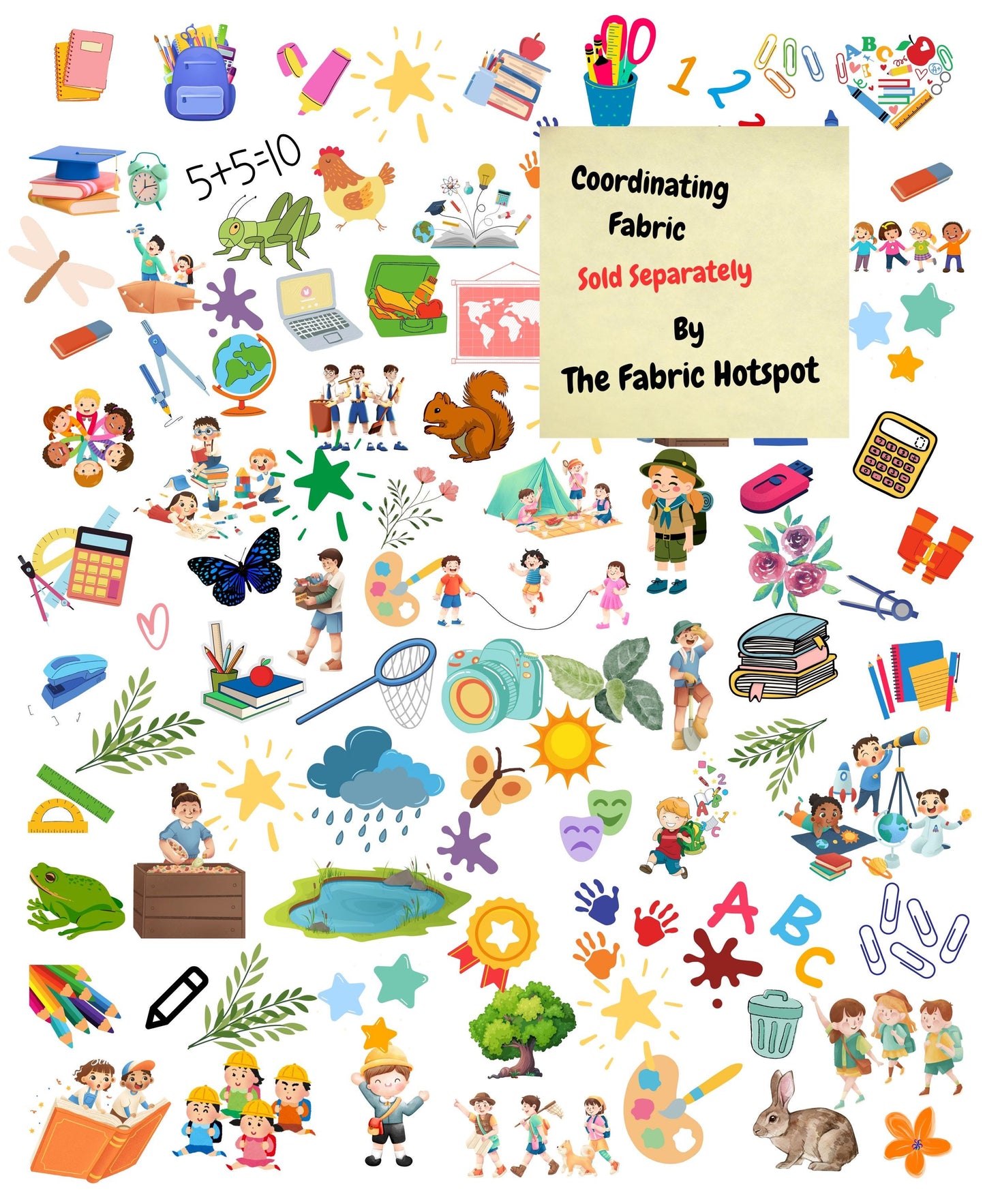 Homeschool Quilt Panel and Block Combo, The World Is My Classroom, Education Quilt