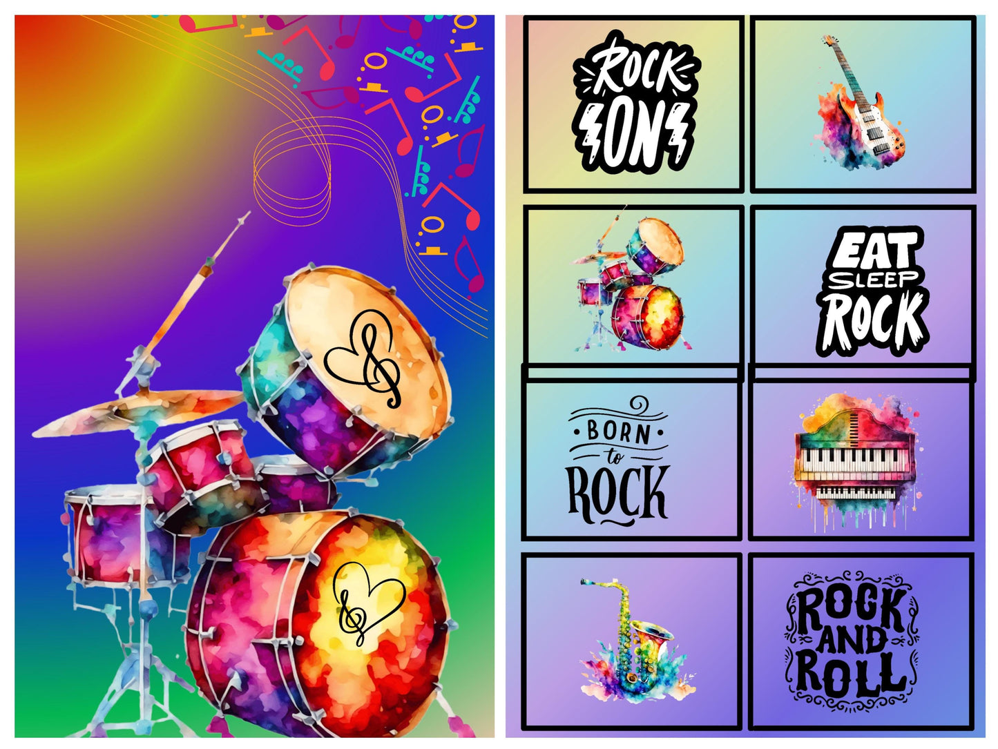 Rock and Roll Fabric Panel: Musical Instrument Quilt Blocks