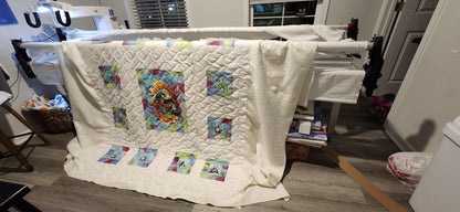 Turtle panel and blocks on long arm machine.