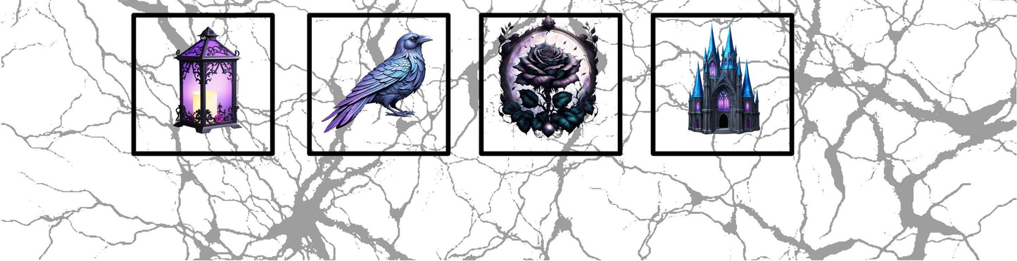 Enchanted Twilight Castle Cotton Fabric Panel: Gothic Quilt DIY