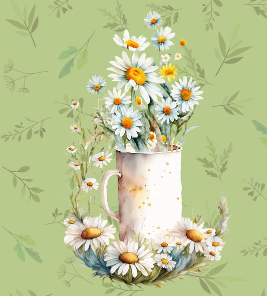 Watercolor Daisies Quilt Panel and Block Combo