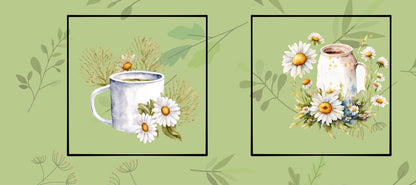 Watercolor Daisies Quilt Panel and Block Combo