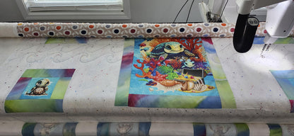 Baby Turtle Quilt Panel & Blocks, Childs Room Wall Art, DIY Fabric Book, Quality Quilt Cotton