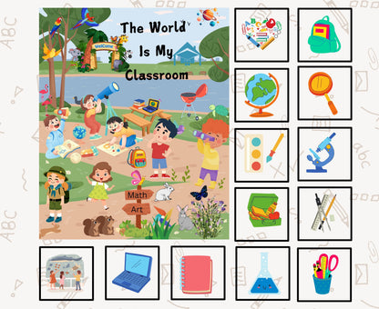 Homeschool Quilt Panel and Block Combo, The World Is My Classroom, Education Quilt