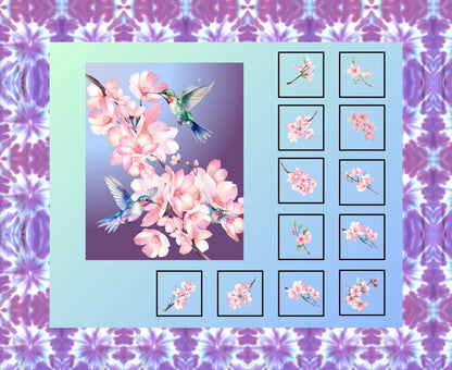 Cherry Blossom Quilt Panel & Blocks: DIY Cotton Fabric