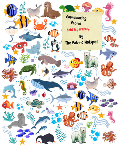 Coordinating Fabric for the Aquarium Color Panel.  These aquarium animals are in color and compliment the panel.
