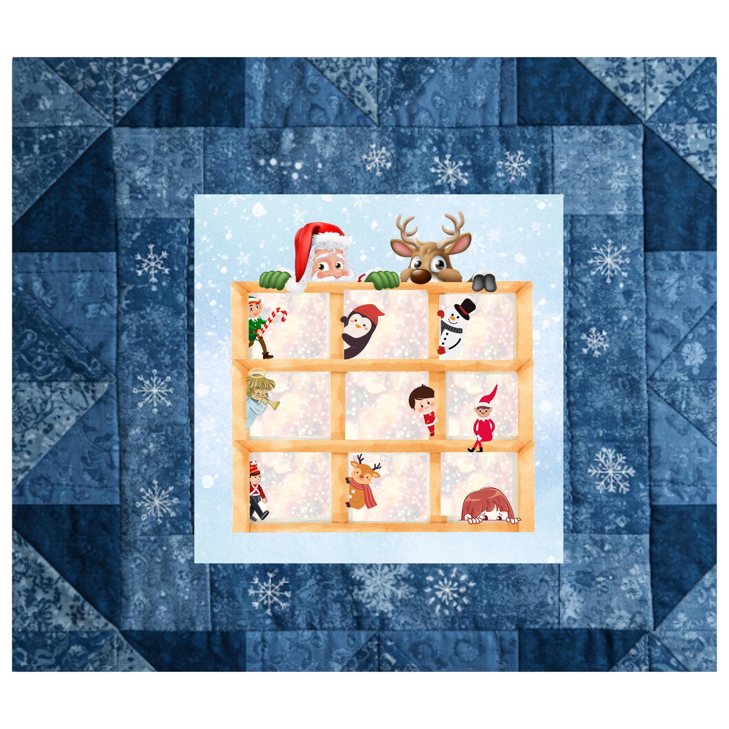 Christmas Quilt Panel, Easy Quilt Project, Christmas Animals Peeking in the Window