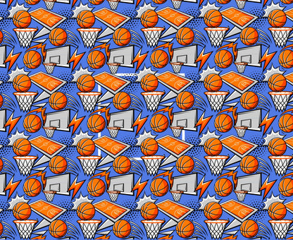 Basketball Quilt Panel & Blocks, Blue Basketball Fabric, Boys Room Wall Art