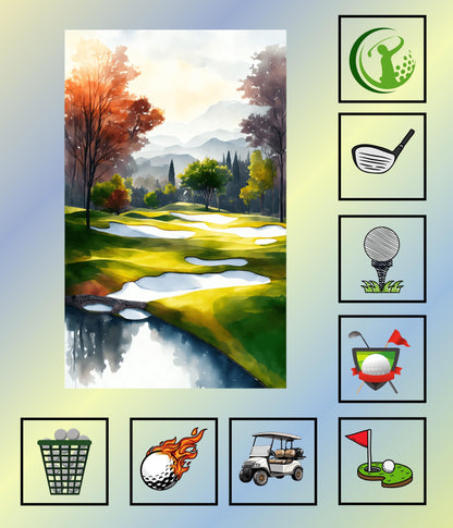 Golf Quilt Panel and 8 or 12 Blocks, Golf Course Quilt, Easy Quilt