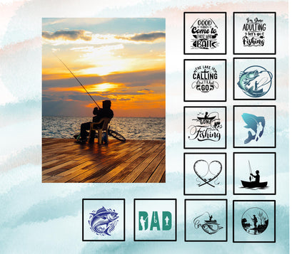 Fishing Quilt Panel & Blocks, Quilt for Dad