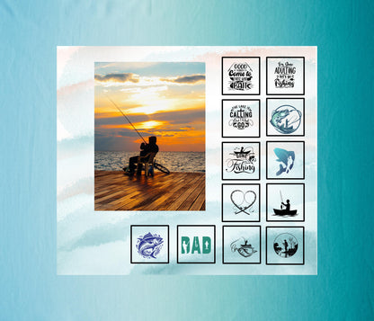 Fishing Quilt Panel & Blocks, Quilt for Dad