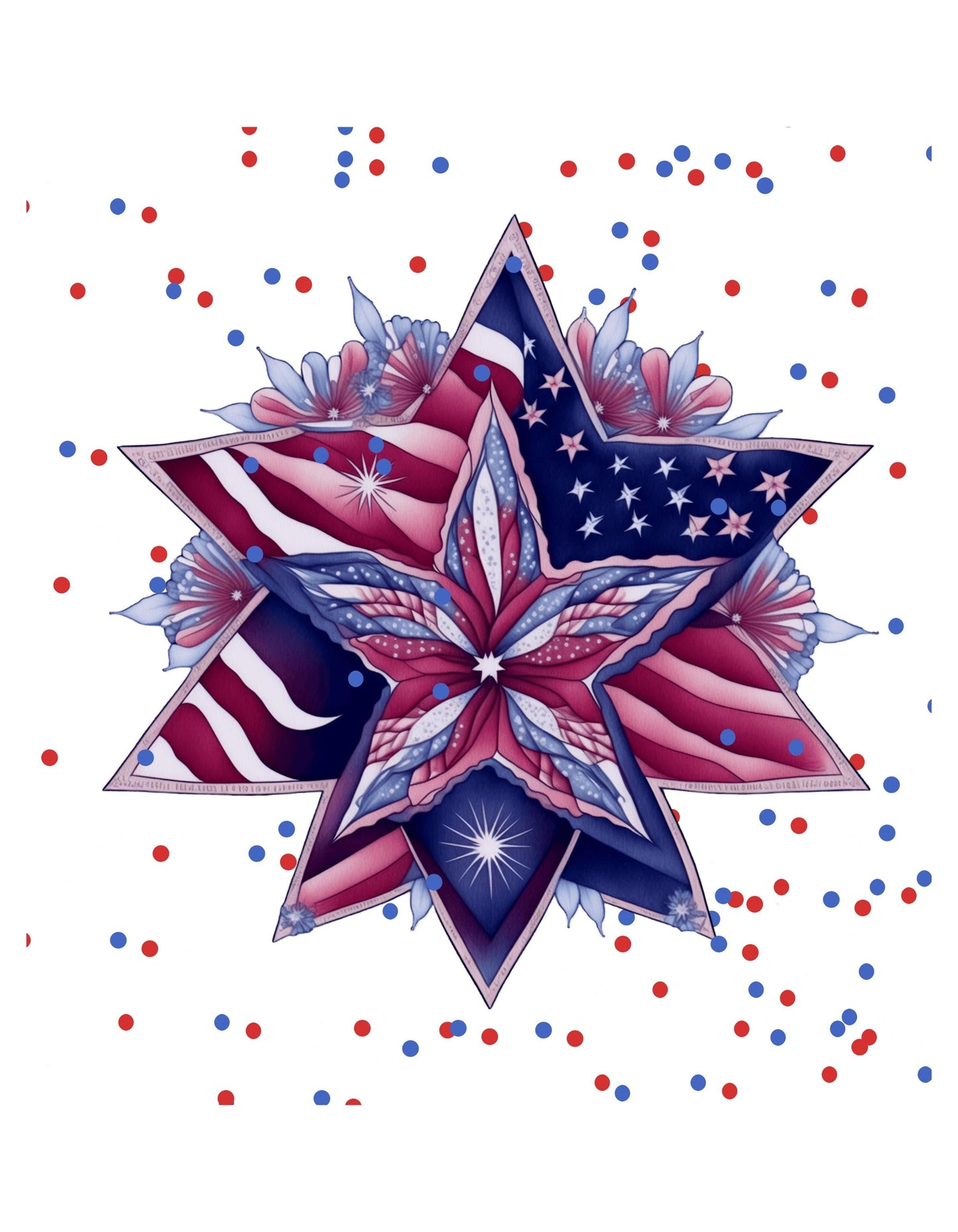 Patriotic Star Quilt Panel and Blocks, Cotton Fabric,