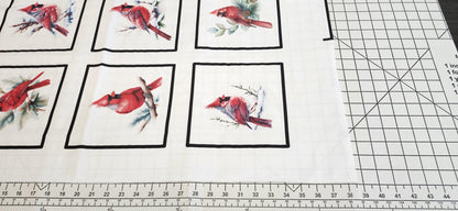 Cardinal Quilt Panel & Blocks: Cotton Christmas Quilt Fabric, Cardinal Wreath Panel, Quilted Coasters, Quilted Hot Pads
