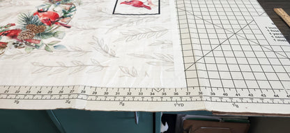 Cardinal Quilt Panel & Blocks: Cotton Christmas Quilt Fabric, Cardinal Wreath Panel, Quilted Coasters, Quilted Hot Pads