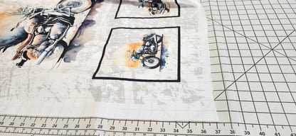 Motorcycle Quilt Panel & Blocks, Quilt Cotton Fabric - Easy Quilt Project