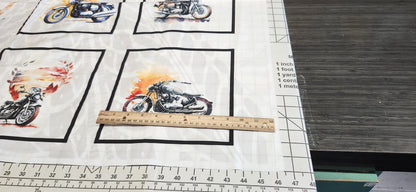 Motorcycle Quilt Panel & Blocks, Quilt Cotton Fabric - Easy Quilt Project