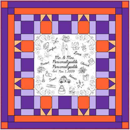 Personalized Wedding Quilt Panel: Mr. & Mrs. Cotton Fabric, Multi-Gender