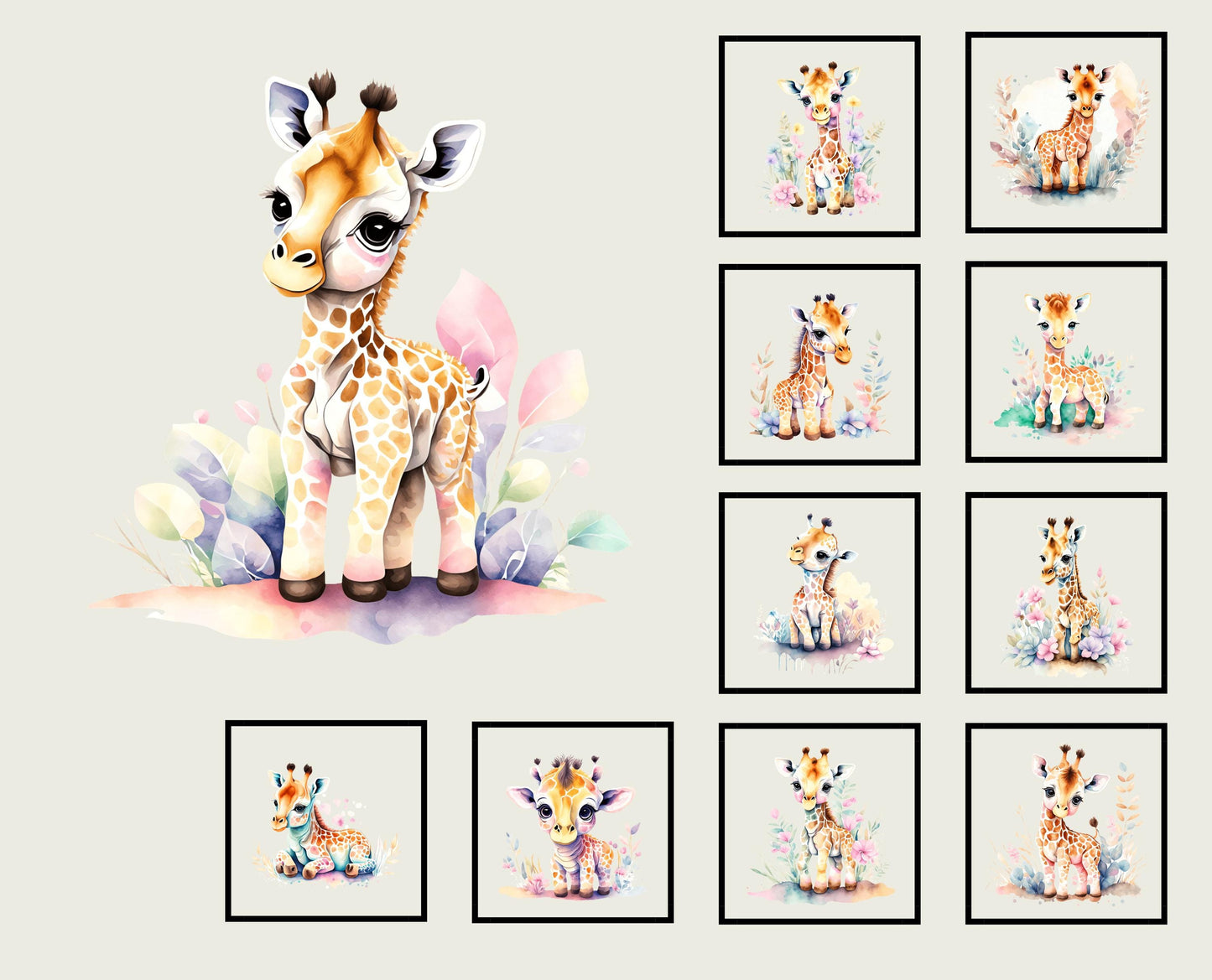 Baby Giraffe Quilt Panel & Blocks,  Easy Quilt, Nursery Wall Art, Soft Fabric Book, Quality Quilt Cotton, Giraffe Room Ensemble