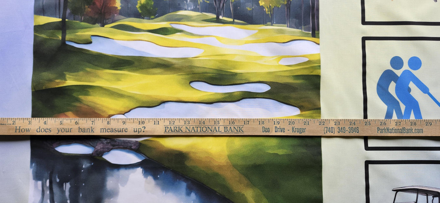 Golf Quilt Panel and 8 or 12 Blocks, Golf Course Quilt, Easy Quilt