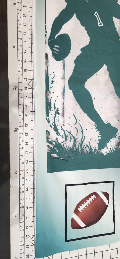 Football Player in Green, Quilt Panel & Blocks: Green Football Team