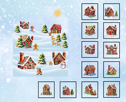 Gingerbread Village Quilt Panel and Blocks, Gingerbread Cookie Village, Gingerbread Quilt